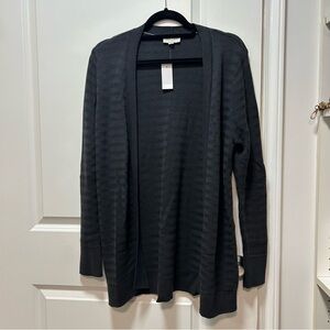 LOFT Charcoal Open Front Cardigan